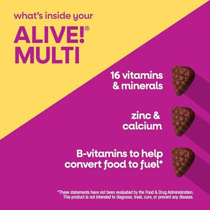 Nature's Way Alive! Frauen 50 Plus Multivitamin Gummibärchen – Tägliche kaubare Multivitamine mit B-Vitaminen, Vitamin D3, Calcium – Unterstützt Herz, Gehirn & Knochengesundheit* – Mischbeerengeschmack – 130 Stück