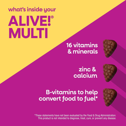 Nature's Way Alive! Frauen 50 Plus Multivitamin Gummibärchen – Tägliche kaubare Multivitamine mit B-Vitaminen, Vitamin D3, Calcium – Unterstützt Herz, Gehirn & Knochengesundheit* – Mischbeerengeschmack – 130 Stück