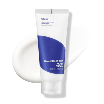 ISNTREE Hyaluronic Acid Moist Cream 100ml – Feuchtigkeitscreme für trockene Haut, öl-fett Ausgleich, parfümfrei