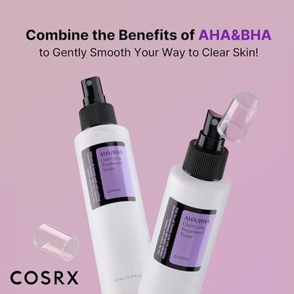 COSRX AHA/BHA Treatment Toner – 150 ml, Gesichtstoner mit Peeling-Effekt für Mitesser, Poren und unebene Haut, koreanische Hautpflege, tierversuchsfrei