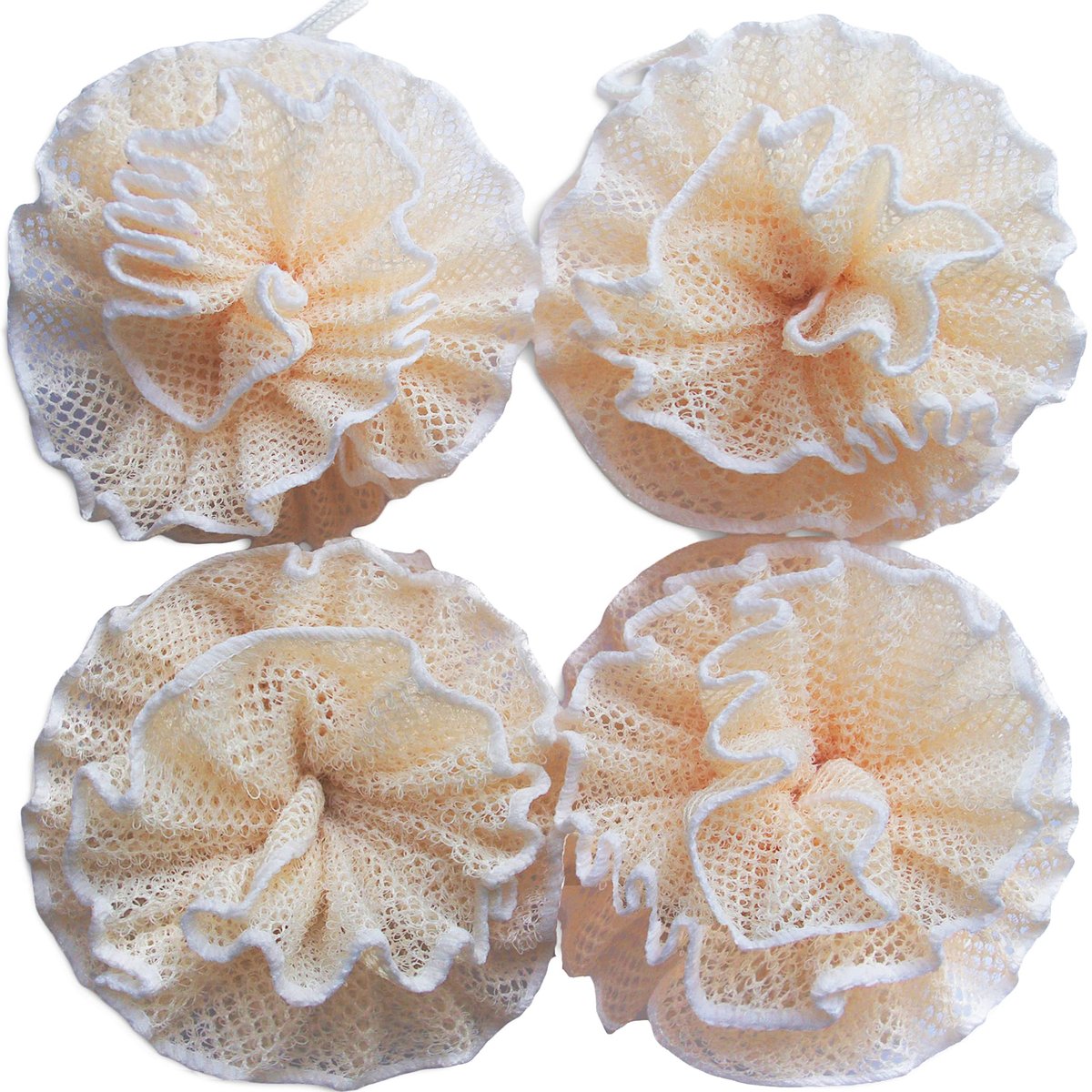 Super Peeling Home Spa Netz Luffa Duschschwamm Pouf Mesh Bürste - Badespaß Puff Peeling Ball - Gesichts Körper Poof - Reichhaltiger Schaum (4,7" Jeder) 4er Pack