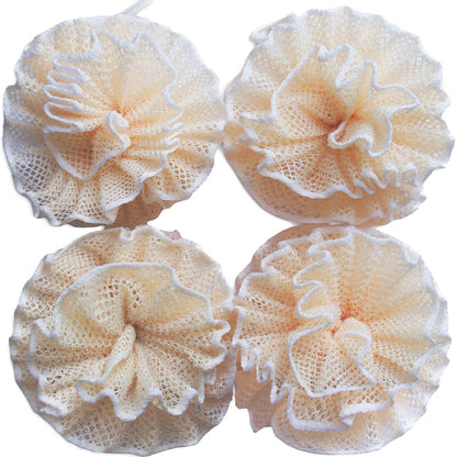 Super Peeling Home Spa Netz Luffa Duschschwamm Pouf Mesh Bürste - Badespaß Puff Peeling Ball - Gesichts Körper Poof - Reichhaltiger Schaum (4,7" Jeder) 4er Pack