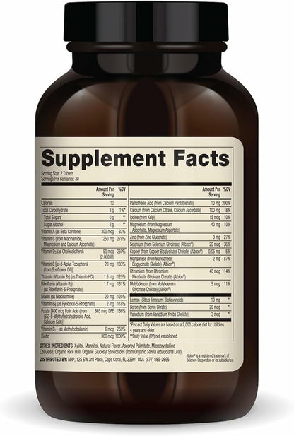 Dr. Mercola Kauen Multivitamin für Kinder - 28 Vitamine & Mineralstoffe - 0g Zucker - Nicht-GVO, glutenfrei & sojafrei - Natürlicher Orangen-Geschmack - 60 Tabletten