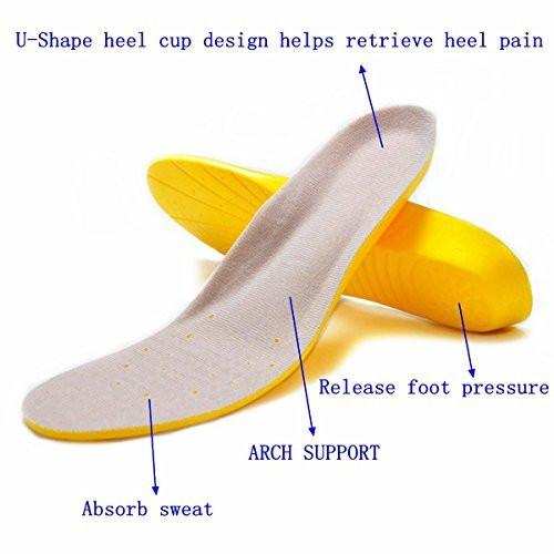 Amitataha Memory Foam Einlegesohlen – Gelbe Stoßdämpfende Schuheinlagen für Herren und Damen, Größe M (US M: 6.5-9 / W: 7.5-10)