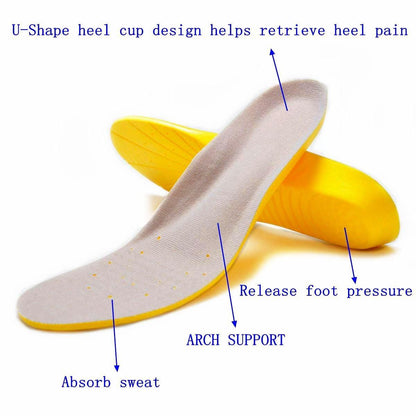 Amitataha Memory Foam Einlegesohlen – Gelbe Stoßdämpfende Schuheinlagen für Herren und Damen, Größe M (US M: 6.5-9 / W: 7.5-10)