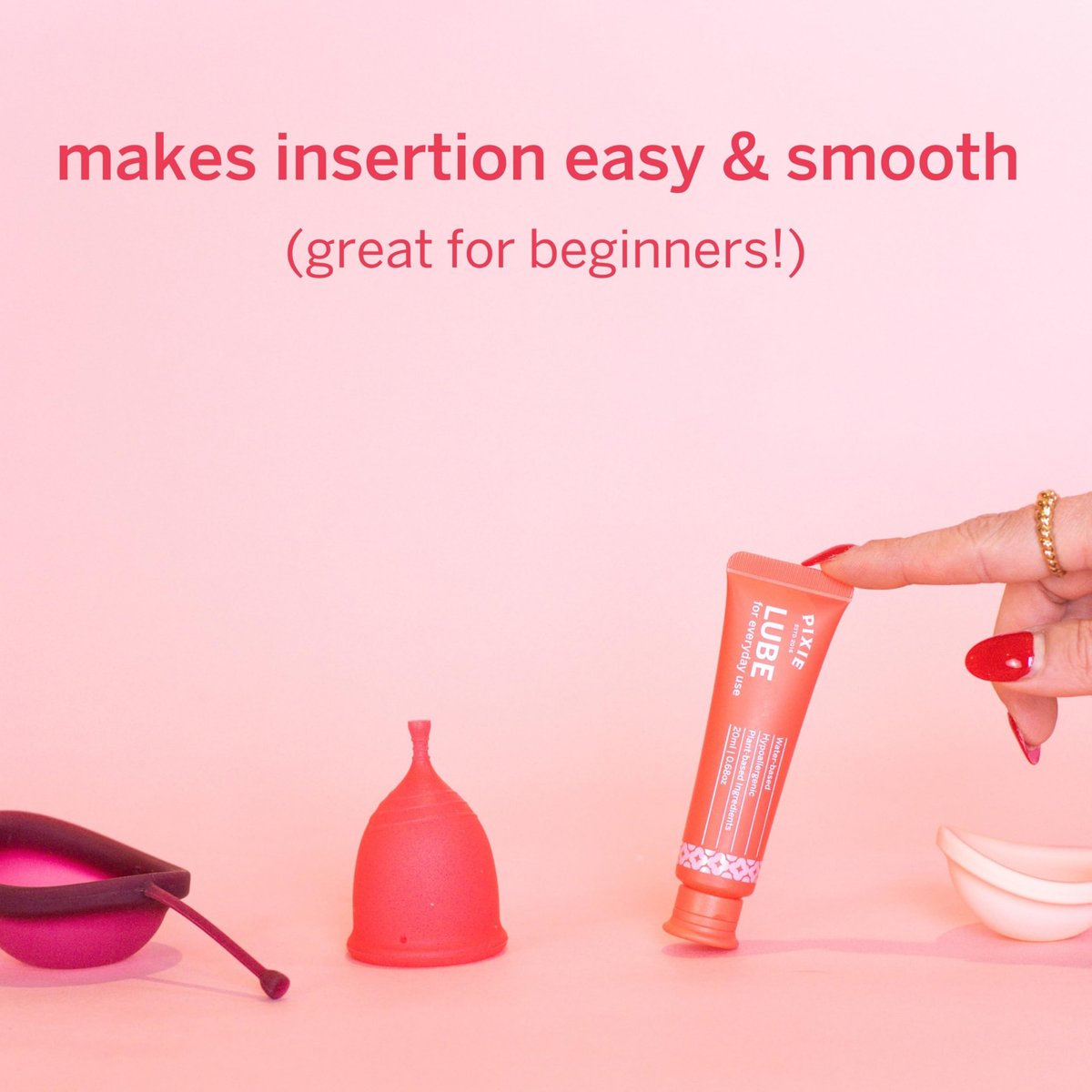 Pixie Menstrual Cup Gleitgel – 20 ml natürliches, wasserbasiertes Gleitmittel für Damenhygiene – Erleichtert das Einsetzen von Menstruationstassen und -scheiben