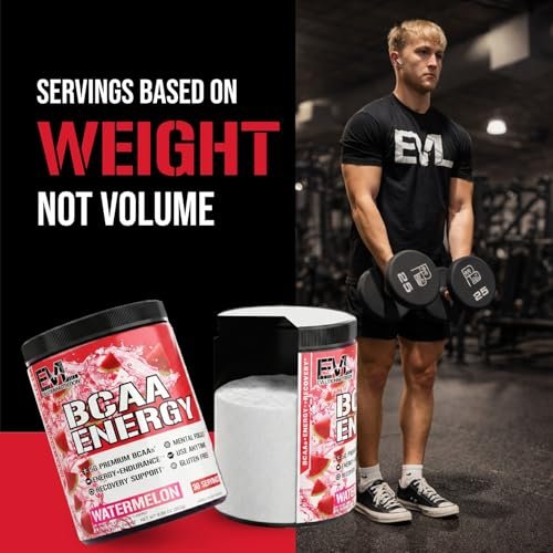 Evlution EVL BCAAs Aminosäuren Pulver - BCAA Energie Pre Workout Pulver für Muskelregeneration, schlankes Wachstum und Ausdauer - Rehydrierendes Post Workout Recovery Getränk mit natürlichem Koffein - Wassermelone