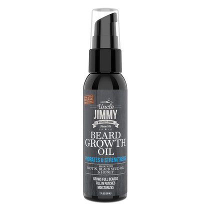 Uncle Jimmy Bartöl mit Biotin – Natürliche Bartpflege für einen dickeren, volleren und gesünderen Bart | Herren Gesichtsbehandlung zur Bartpflege | Erhöht Dicke und Volumen 60 ml