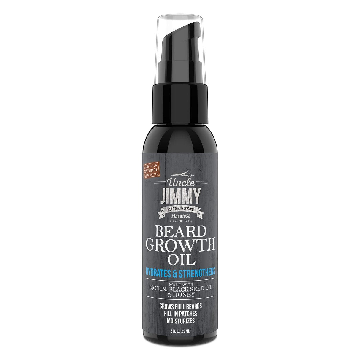 Uncle Jimmy Bartöl mit Biotin – Natürliche Bartpflege für einen dickeren, volleren und gesünderen Bart | Herren Gesichtsbehandlung zur Bartpflege | Erhöht Dicke und Volumen 60 ml