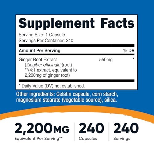 Nutricost Ingwerwurzel-Extrakt 240 Kapseln für 240 Portionen pro Flasche – Glutenfrei, Nicht-GVO