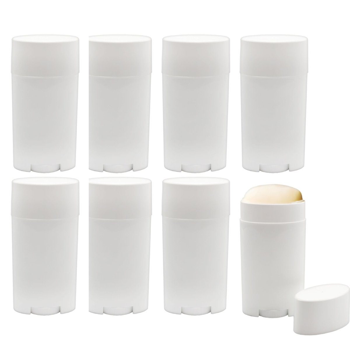 Cornucopia Brands 2,5 Unzen Leere Deodorant-Behälter (8er-Pack, 75 ml) – BPA-freie weiße Plastik-Nachfülltuben für DIY-Deodorant, Aromatherapie, Balsam und mehr