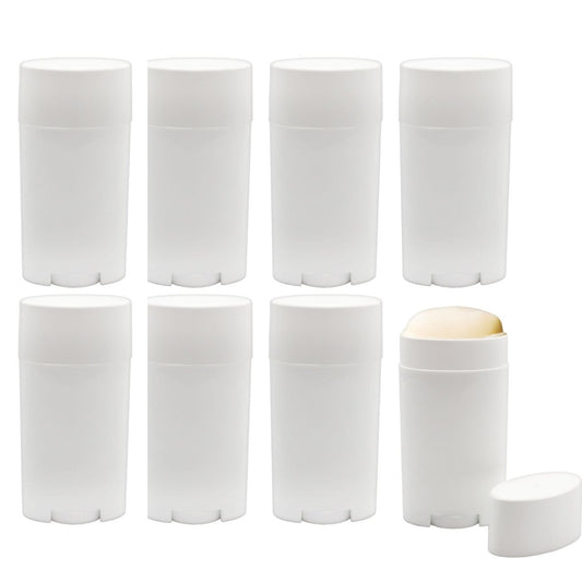 Cornucopia Brands 2,5 Unzen Leere Deodorant-Behälter (8er-Pack, 75 ml) – BPA-freie weiße Plastik-Nachfülltuben für DIY-Deodorant, Aromatherapie, Balsam und mehr