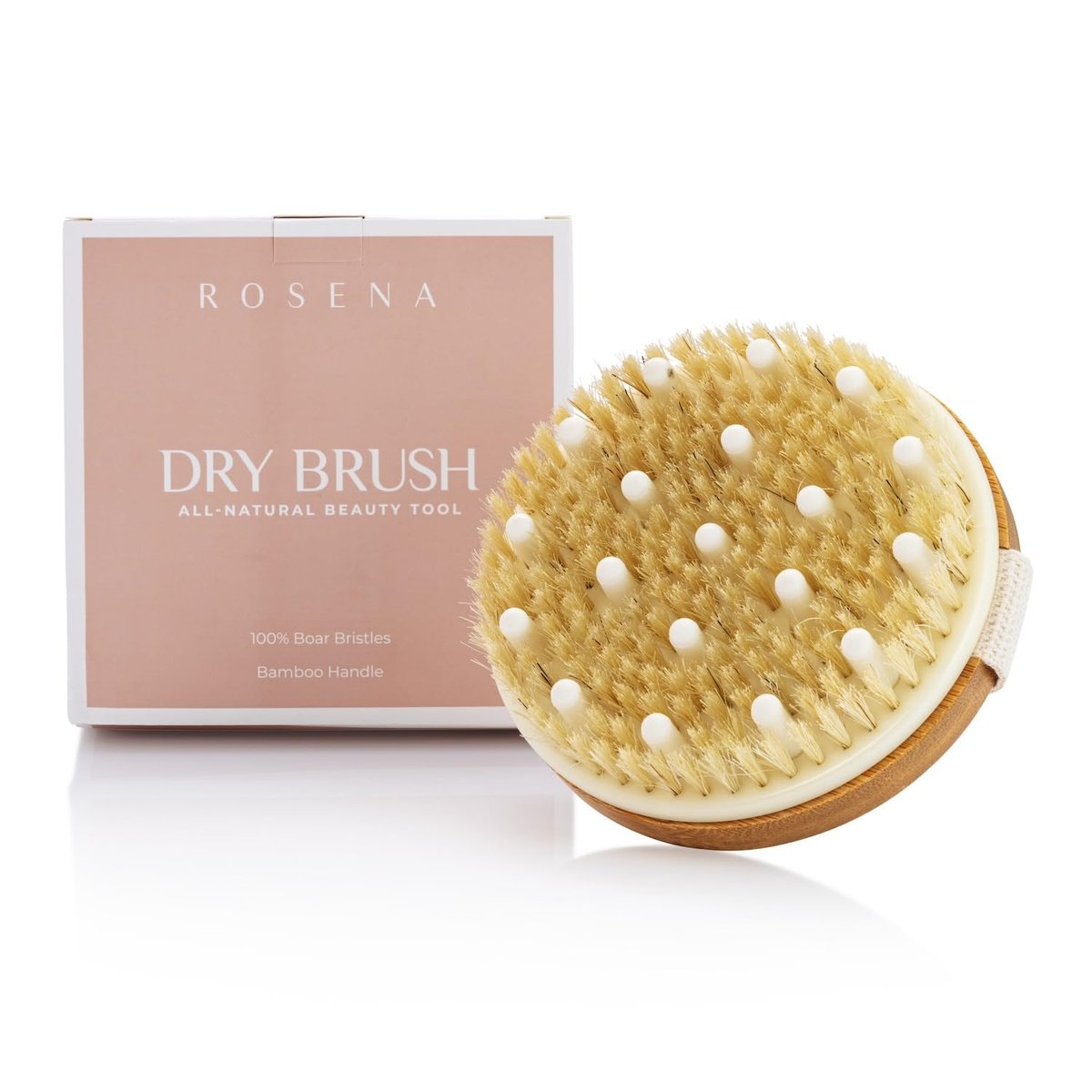 Trockenbürste für den Körper – Beste Bürste zur Exfoliation trockener Haut, Lymphdrainage und Cellulite-Behandlung – Bio-Spa-Peeling- und Massagebürste mit natürlichen Wildschweinborsten