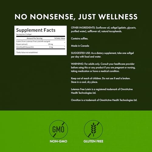 Swanson Synergistic Eye Health – Lutein & Zeaxanthin 60 Softgels – Lutemax 20 mg & OmniXan 2 mg für Sehkraft