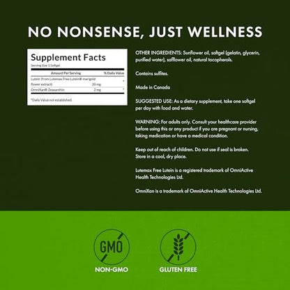 Swanson Synergistic Eye Health – Lutein & Zeaxanthin 60 Softgels – Lutemax 20 mg & OmniXan 2 mg für Sehkraft