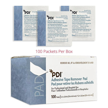 PDI Healthcare B16400 Klebebandentferner-Pads, 3,0 cm Breite, 6,6 cm Länge, Packung mit 100 Stück