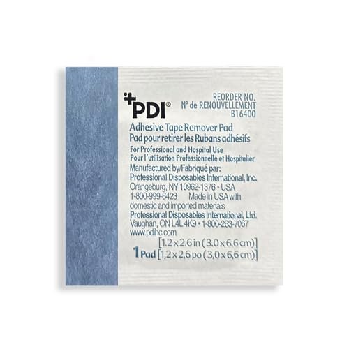 PDI Healthcare B16400 Klebebandentferner-Pads, 3,0 cm Breite, 6,6 cm Länge, Packung mit 100 Stück