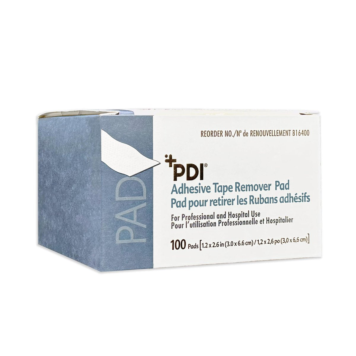 PDI Healthcare B16400 Klebebandentferner-Pads, 3,0 cm Breite, 6,6 cm Länge, Packung mit 100 Stück