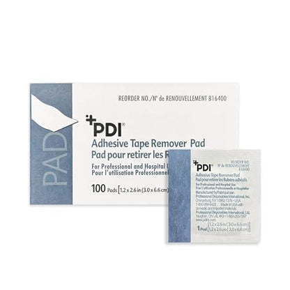 PDI Healthcare B16400 Klebebandentferner-Pads, 3,0 cm Breite, 6,6 cm Länge, Packung mit 100 Stück