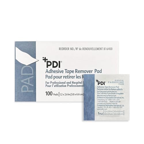 PDI Healthcare B16400 Klebebandentferner-Pads, 3,0 cm Breite, 6,6 cm Länge, Packung mit 100 Stück