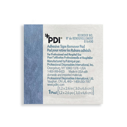 PDI Healthcare B16400 Klebebandentferner-Pads, 3,0 cm Breite, 6,6 cm Länge, Packung mit 100 Stück