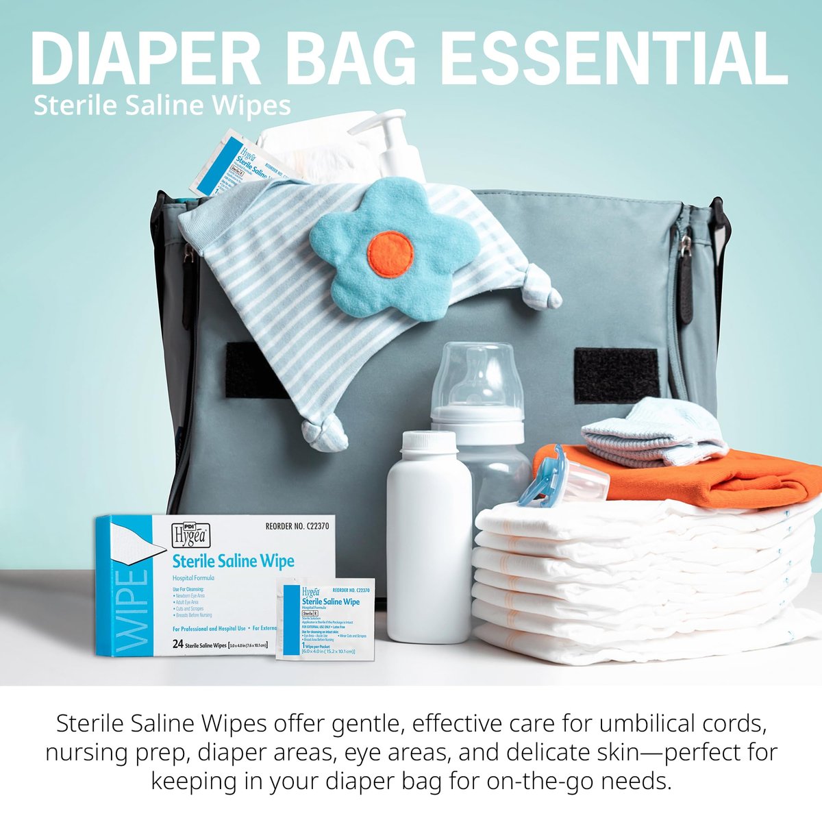 Hygea C22370 Sterile Saline Wipe, 6" x 4", 24 Stück