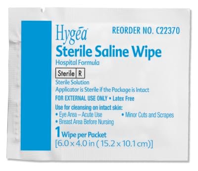 Hygea C22370 Sterile Saline Wipe, 6" x 4", 24 Stück