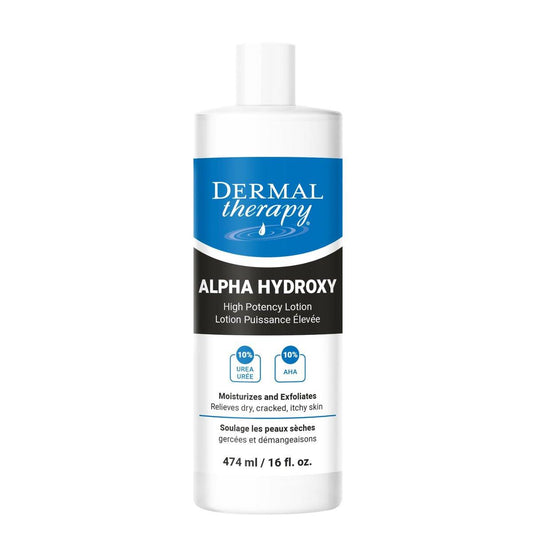 Dermal Therapy Alpha Hydroxy Lotion – 10% Urea + 10% Milchsäure, Duftfreie Körperlotion für trockene, rissige Haut, nicht fettender Peeling-Feuchtigkeitsspender & Behandlung von Keratosis Pilaris, 474 ml