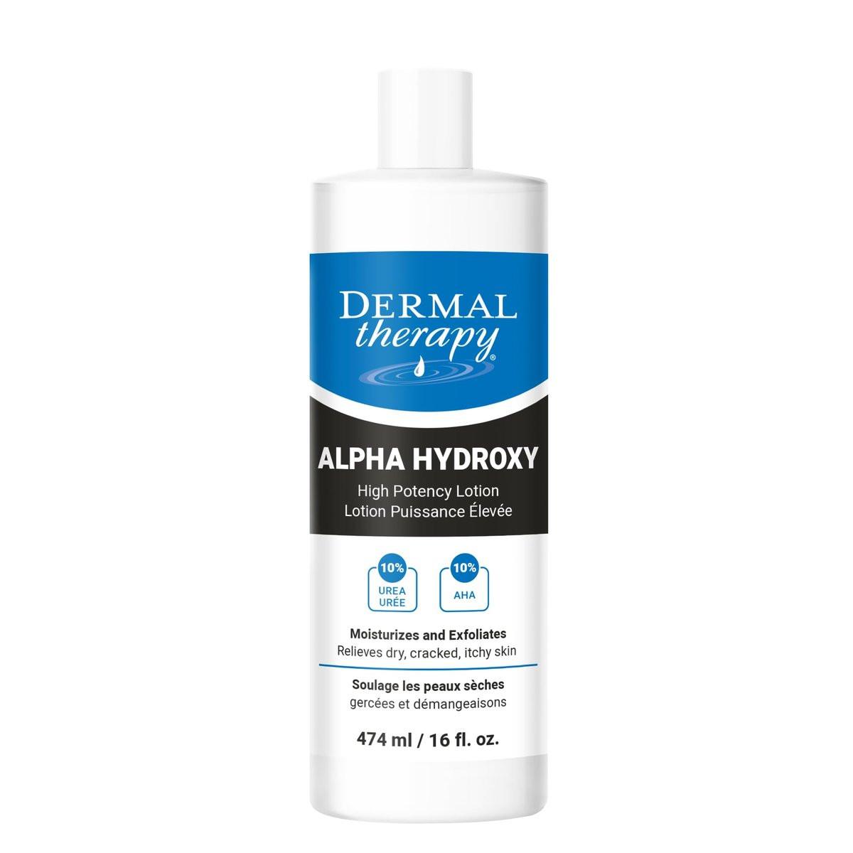 Dermal Therapy Alpha Hydroxy Lotion – 10% Urea + 10% Milchsäure, Duftfreie Körperlotion für trockene, rissige Haut, nicht fettender Peeling-Feuchtigkeitsspender & Behandlung von Keratosis Pilaris, 474 ml