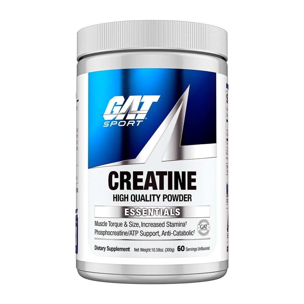 GAT SPORT Kreatin Monohydrat Pulver – für Kraft, Gehirngesundheit, Antioxidans, Ausdauer – für Männer & Frauen, ungesüßt (60 Portionen)