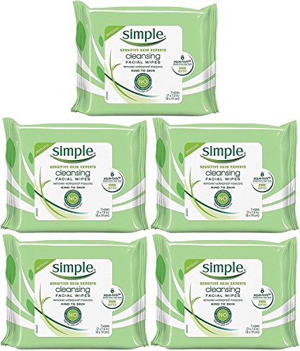 Simple Kind To Skin Reinigungstücher für das Gesicht, Reisegröße, 7 Stück (5er-Pack)