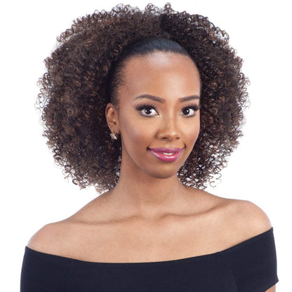FreeTress Equal Synthetischer Pferdeschwanz Bohemian Fro (1B) - Off Black