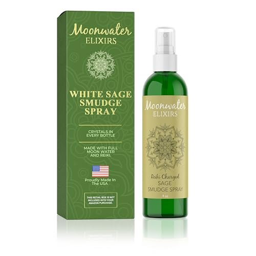 White Sage Smudge Spray für spirituelle Reinigung & Aura-Schutz – Salbeinebel zur Reinigung negativer Energie & Schutz, für Zuhause & Meditation, mit Bergkristall Reiki-energetisiertes Aromatherapie-Raumspray – 118 ml