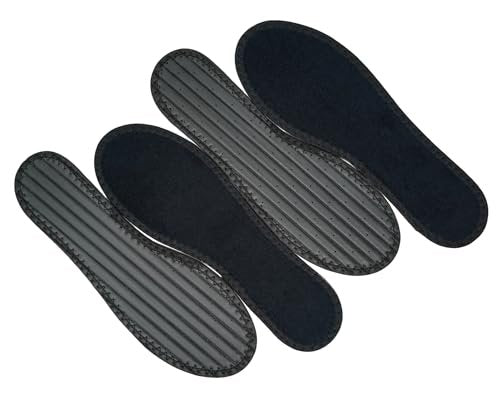 Happystep Frottee Schuh-Einlagen – Waschbare Einlegesohlen & Sockenlose Schuh-Liner für Damen – Schweißabsorbierende Baumwoll-Barfuß-Innensohlen, Zero Drop (2 Paar, Schwarz, Damen Größe 9)