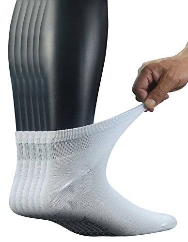 Yomandamor Diabetiker Socken für Herren – Nahtlose Zehenpartie und nicht einschnürendes Bündchen, 6 Paar, Größe L (10-13), Weiß