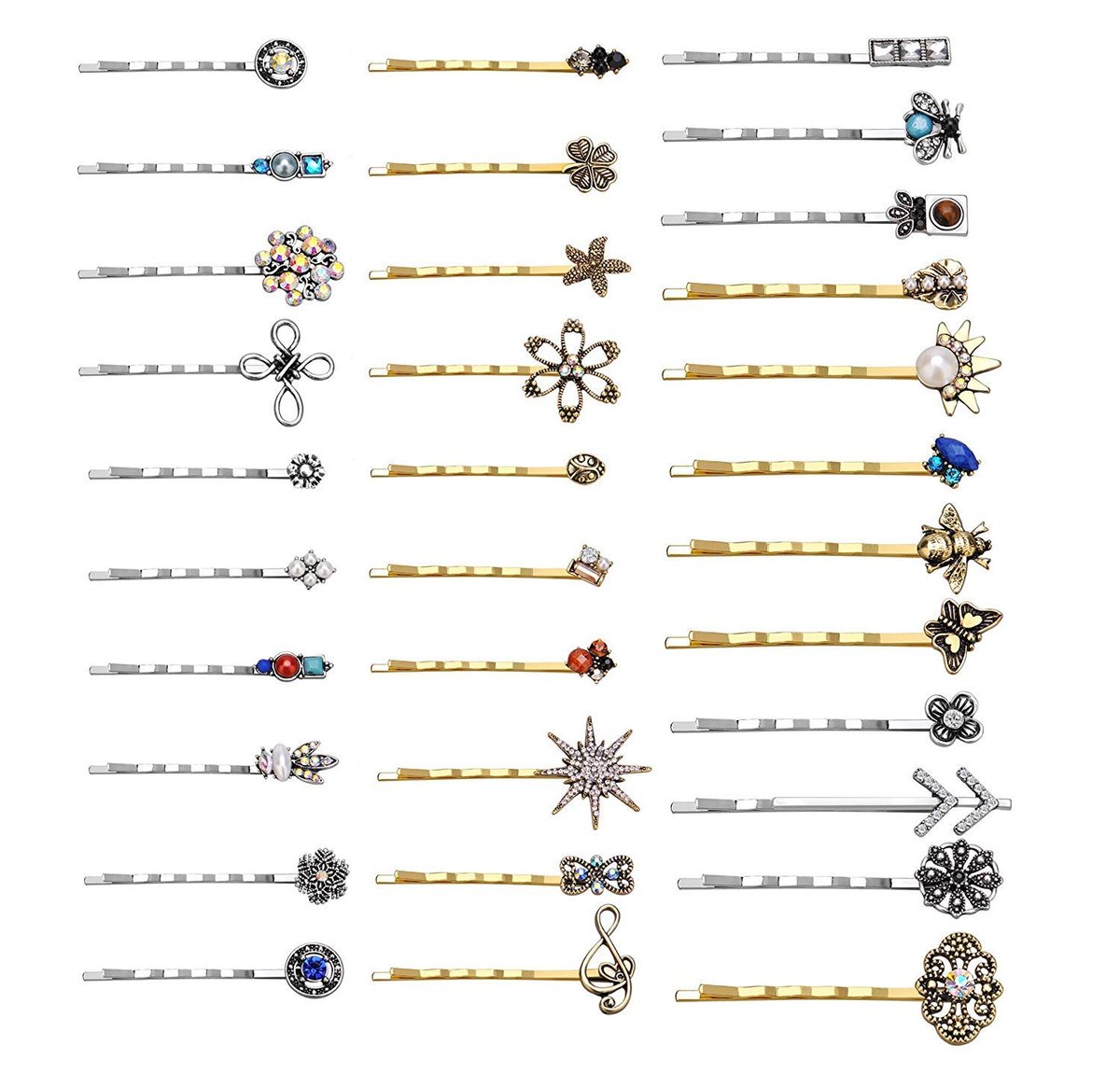 10 Stück Vintage Legierung Haarspangen für Frauen – Gemischte Bobby Pins, keine Wiederholung, Zufallspackung