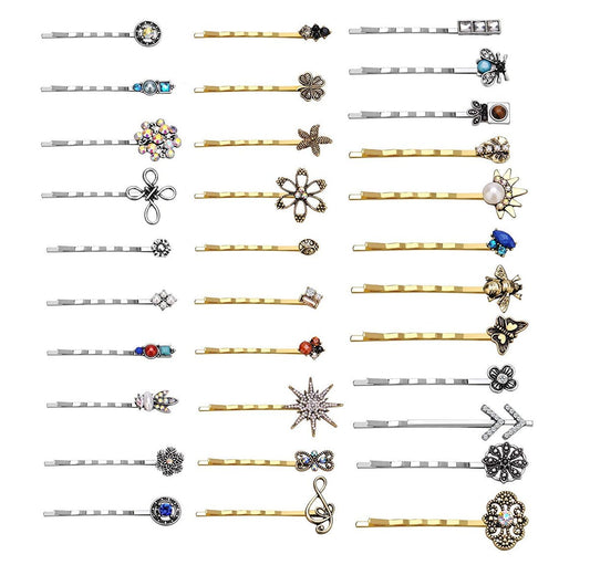 10 Stück Vintage Legierung Haarspangen für Frauen – Gemischte Bobby Pins, keine Wiederholung, Zufallspackung