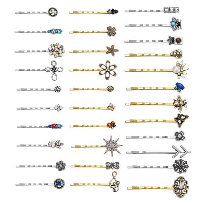 10 Stück Vintage Legierung Haarspangen für Frauen – Gemischte Bobby Pins, keine Wiederholung, Zufallspackung