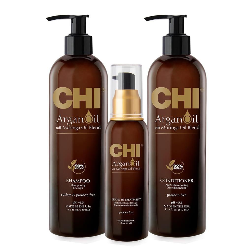 CHI Argan Oil plus Moringa Oil Luxe Trio Kit – Shampoo, Conditioner & Moringa-Öl (3-teilig, je 325 ml)