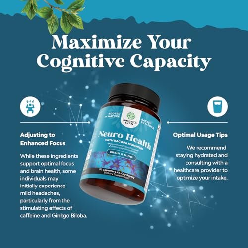 Nootropisches Gehirn-Supplement für Gedächtnis und Fokus - Vitamine für mentale Unterstützung und Klarheit mit Bacopa Monnieri, Vitamin A, B6, Riboflavin, Niacin, Thiamin und Folsäure - Kognitiver Komplex - 90 Kapseln