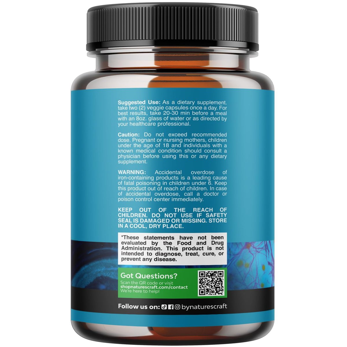Nootropisches Gehirn-Supplement für Gedächtnis und Fokus - Vitamine für mentale Unterstützung und Klarheit mit Bacopa Monnieri, Vitamin A, B6, Riboflavin, Niacin, Thiamin und Folsäure - Kognitiver Komplex - 90 Kapseln