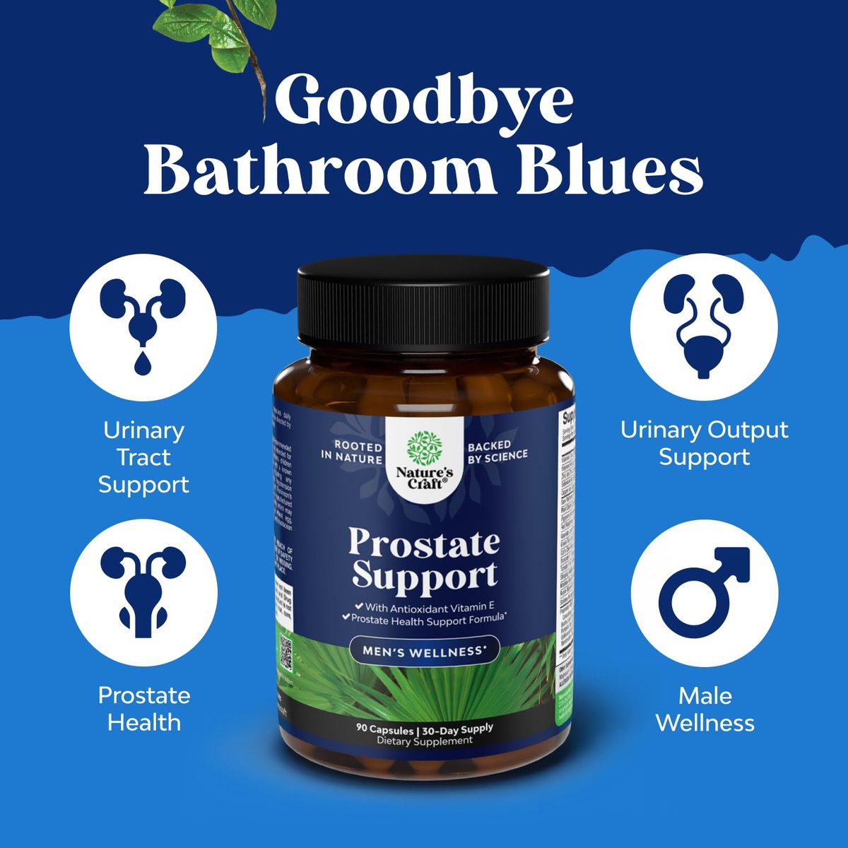 Herbal Prostatakomplex für Männer - Potenter Pygeum- und Sägepalmenextrakt zur Unterstützung der Harnwege - Prostata-Gesundheitsmischung mit Beta-Sitosterol & grünem Tee - Nächtlicher Komfort - 90 Kapseln