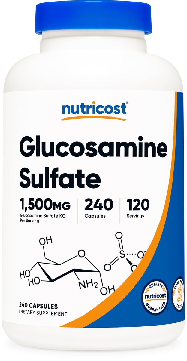 Nutricost Glucosamin Sulfat 1500mg, 240 Kapseln - 750mg pro Kapsel, Glutenfrei, Nicht-GMO