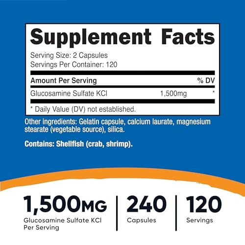 Nutricost Glucosamin Sulfat 1500mg, 240 Kapseln - 750mg pro Kapsel, Glutenfrei, Nicht-GMO