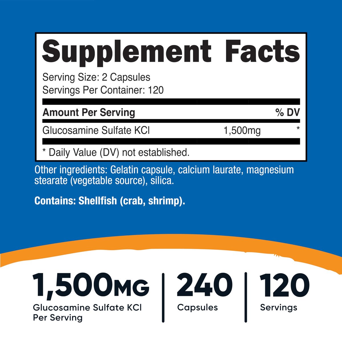 Nutricost Glucosamin Sulfat 1500mg, 240 Kapseln - 750mg pro Kapsel, Glutenfrei, Nicht-GMO