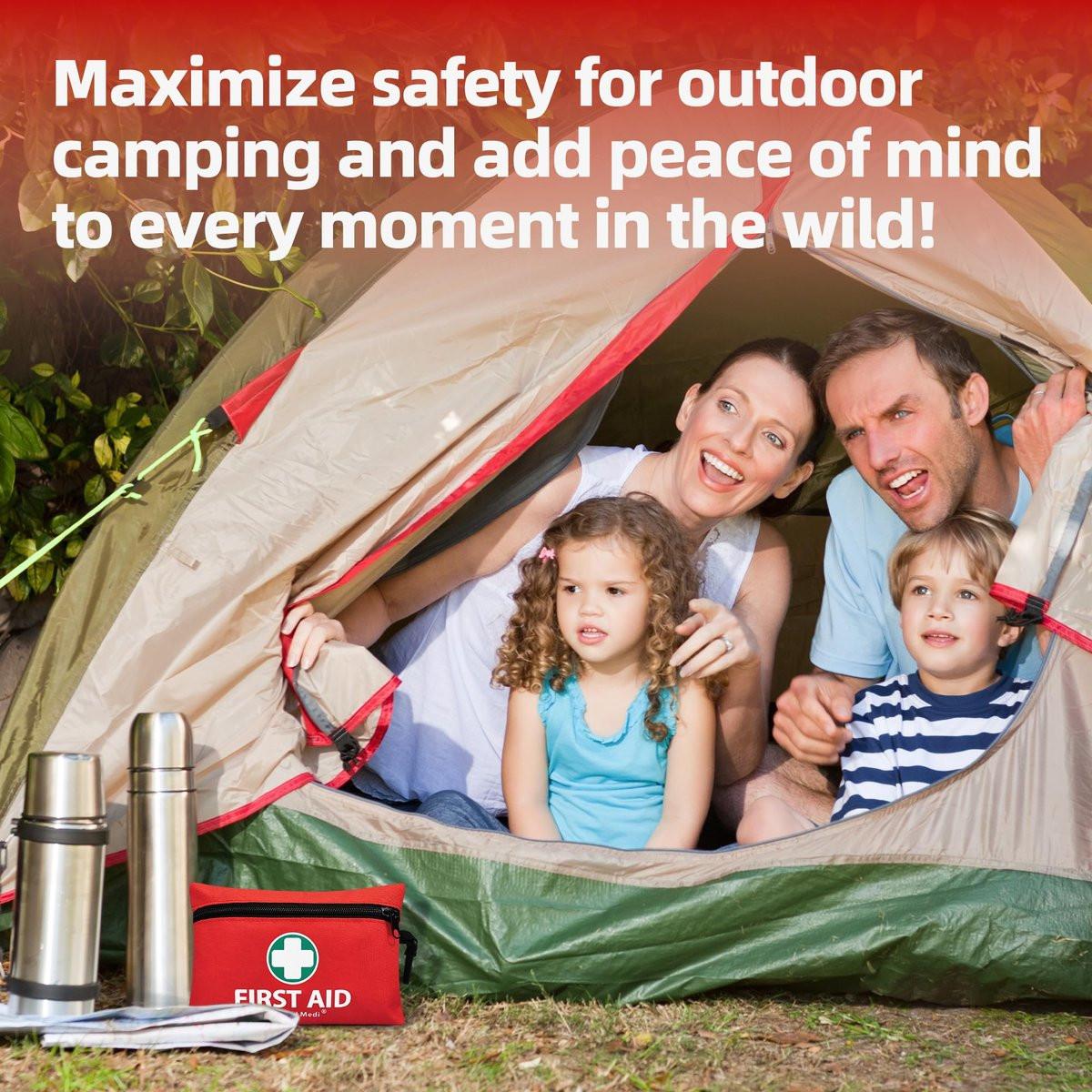 General Medi Mini Erste-Hilfe-Set, 110-teiliges kleines Erste-Hilfe-Set – inkl. Rettungsdecke, Schere für Reise, Zuhause, Büro, Fahrzeug, Camping, Arbeitsplatz & Outdoor (Rot)