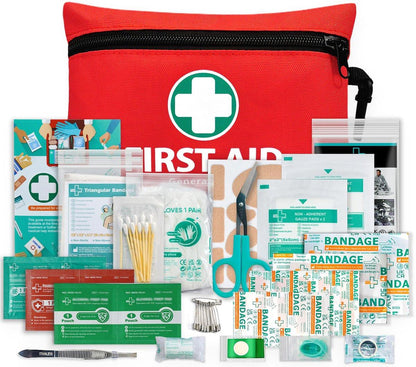 General Medi Mini Erste-Hilfe-Set, 110-teiliges kleines Erste-Hilfe-Set – inkl. Rettungsdecke, Schere für Reise, Zuhause, Büro, Fahrzeug, Camping, Arbeitsplatz & Outdoor (Rot)