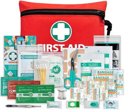 General Medi Mini Erste-Hilfe-Set, 110-teiliges kleines Erste-Hilfe-Set – inkl. Rettungsdecke, Schere für Reise, Zuhause, Büro, Fahrzeug, Camping, Arbeitsplatz & Outdoor (Rot)
