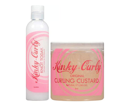 Kinky Curly Knot Today Leave-In Conditioner & Curl Custard Gel Set 2x 236 ml – Entwirrender Conditioner und Gel für Locken