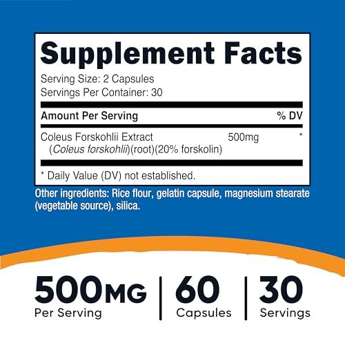 Nutricost Coleus Forskohlii 500 mg, 60 Kapseln – Höchste Wirksamkeit